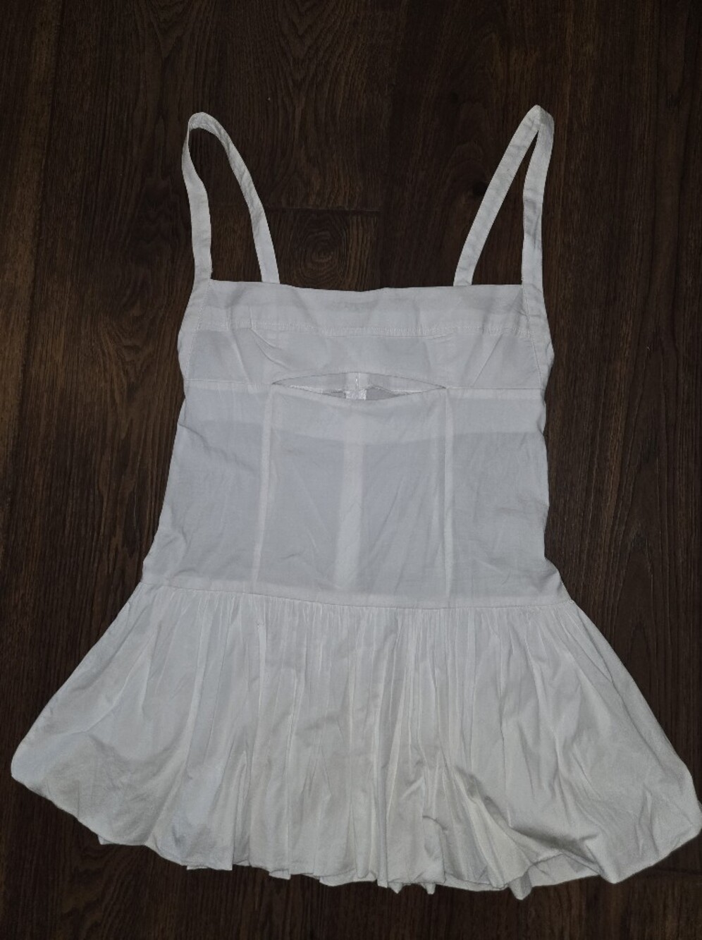 MadRag White Spaghetti-Strap Mini Dress Flared Skirt Key Hole Front Size L